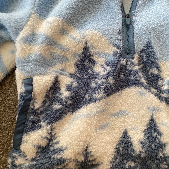 NWT Planet Heart Womens Size XL Mountain Landscape Sherpa Pullover Ski Trip - Picture 2 of 3